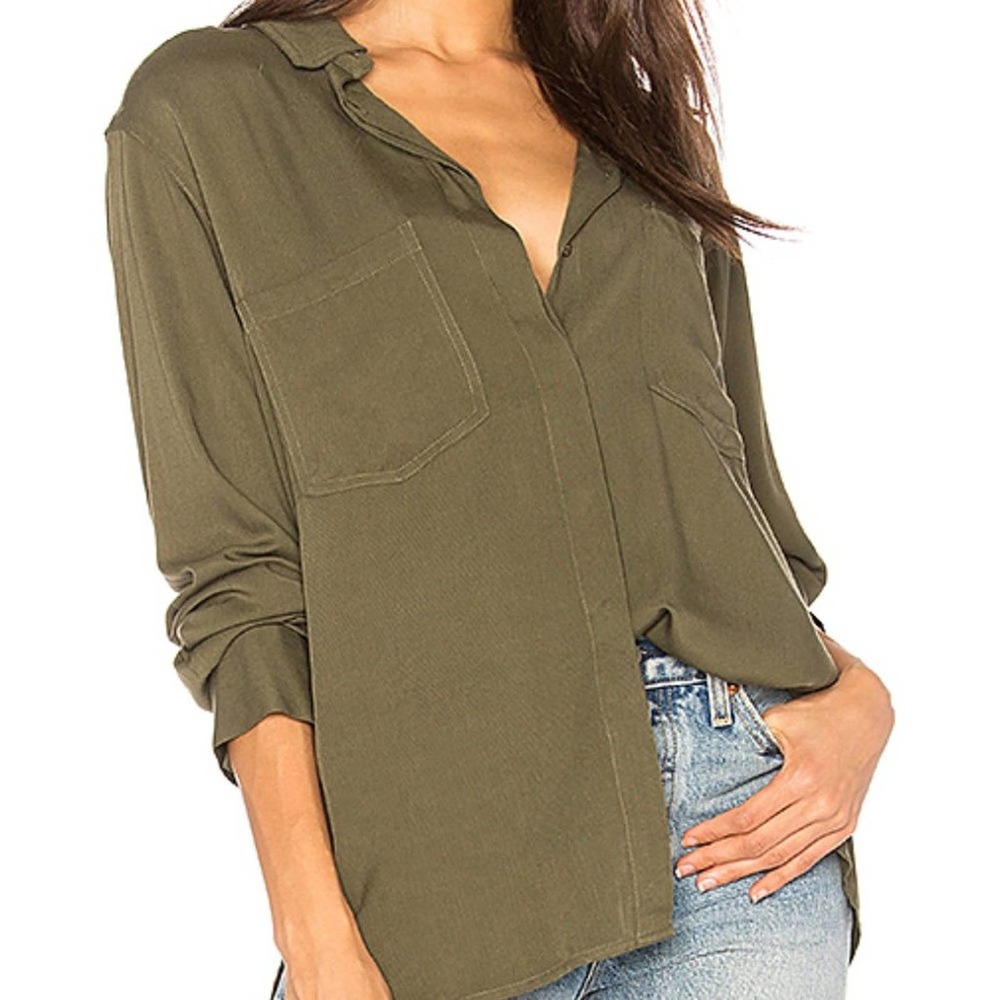 Sanctuary Uptown Boyfriend Button Up Green S NWT
